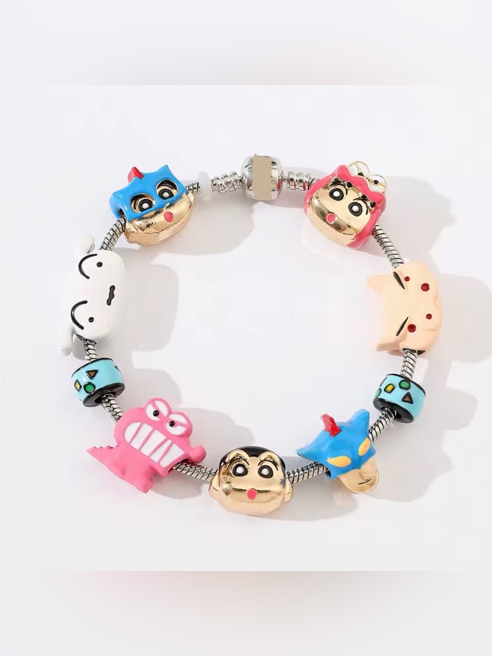 Silver Plated One Piece Anime Themed Loaded Charm Bracelet Design
